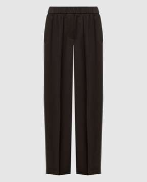 Peserico Коричневые брюки из шерсти с цепочкой мониль A0407202584