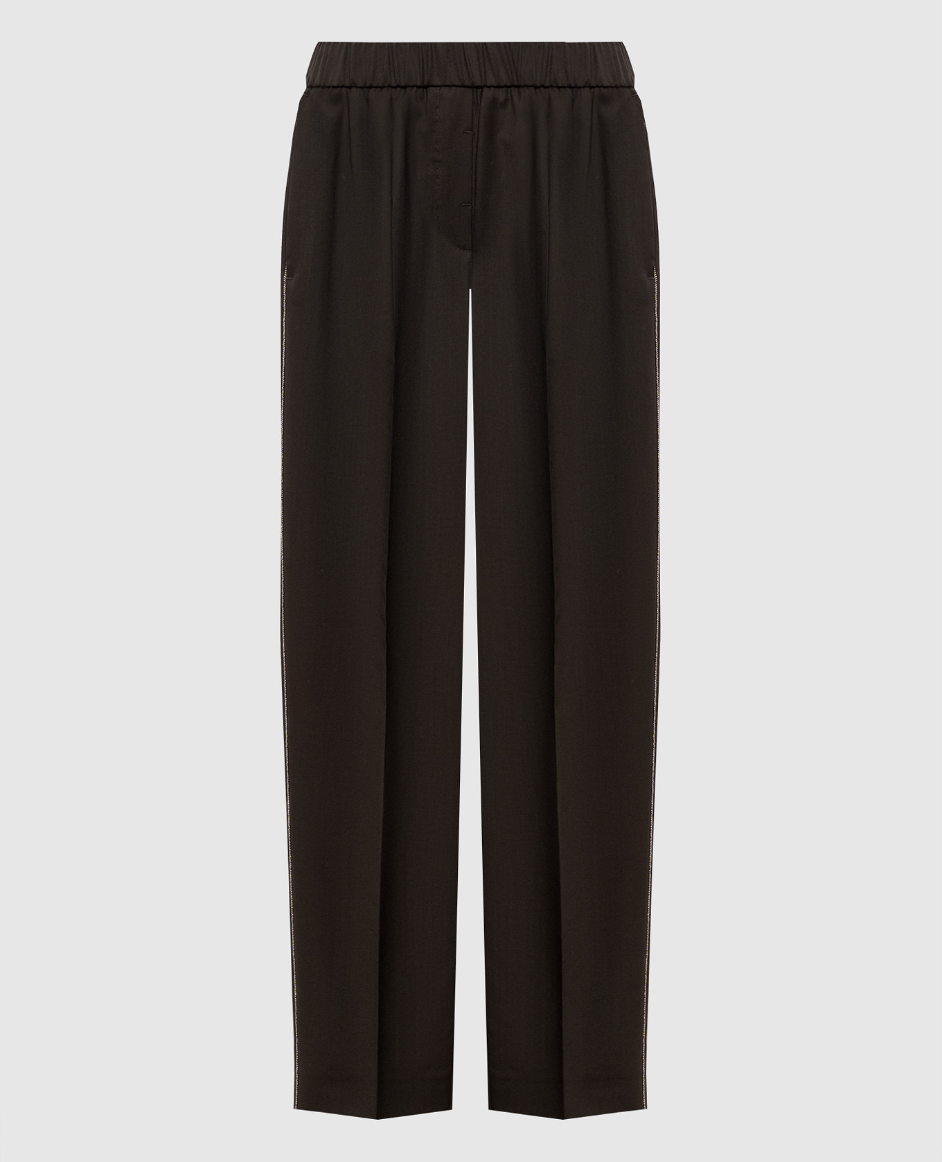 Коричневые брюки из шерсти с цепочкой мониль