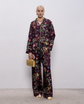 La DoubleJ Бордовые брюки из шелка в пижамном стиле TRO0116SIL001ZOF02