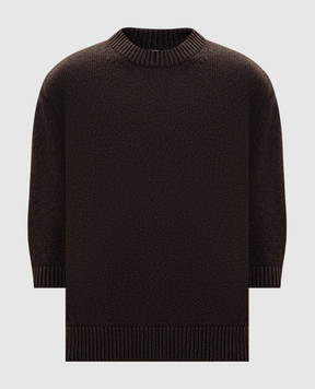 Khaite Коричневый свитер Davin из кашемира с короткими рукавами 9820650