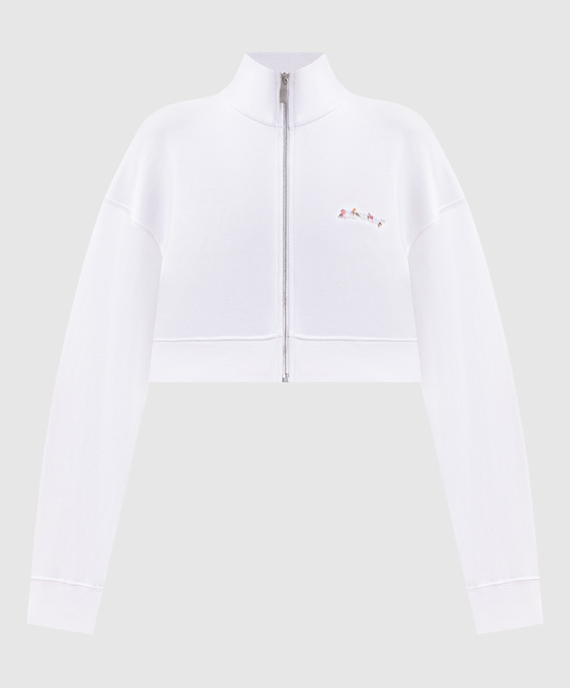 Off-White Белая укороченная спортивная куртка с принтом логотипа 2FE00508T