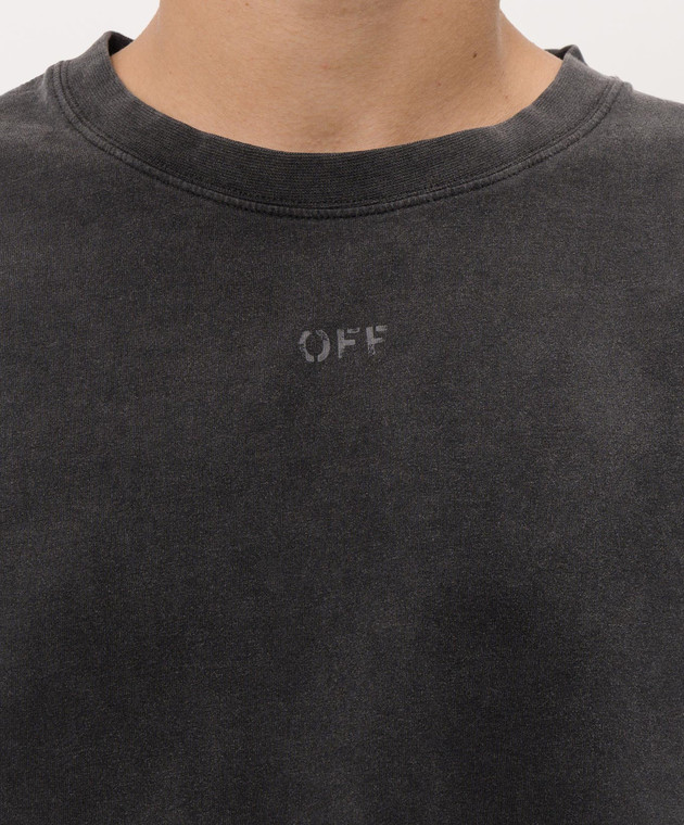 Off-White Сіра футболка принтом Swimming 44MAA120F26J00T зображення 5