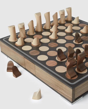 Brunello Cucinelli Набор шахмат и шашек Krion с ореховым деревом в футляре MLWOGAM827