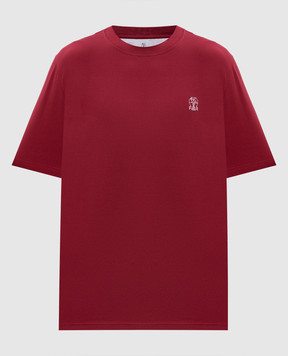 Brunello Cucinelli Бордова футболка з принтом емблеми M0B138440