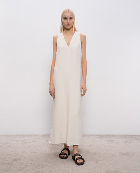 Brunello Cucinelli Платье цвета айвори с льном MH126A4812