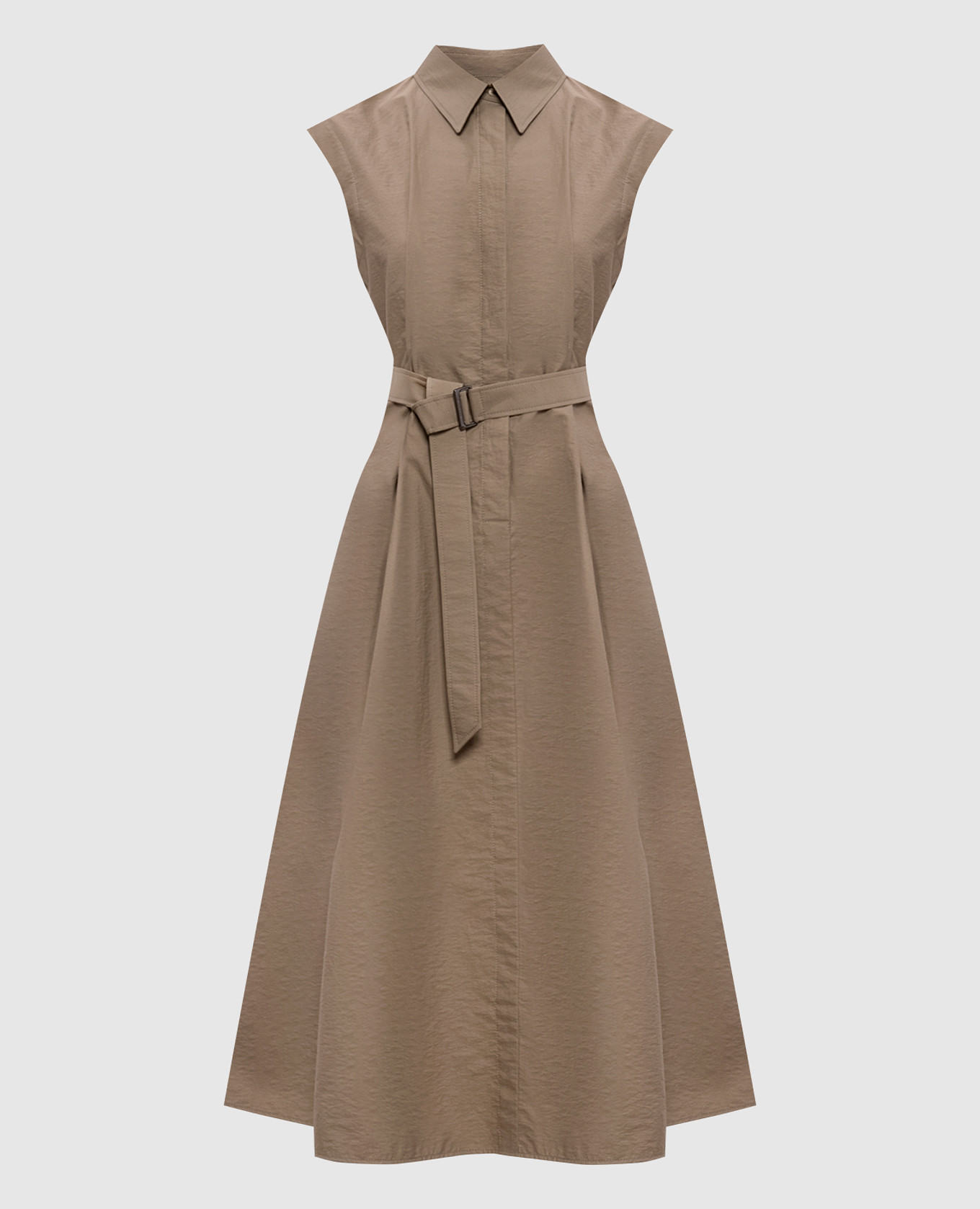 Коричневое платье-рубашка с цепочкой мониль