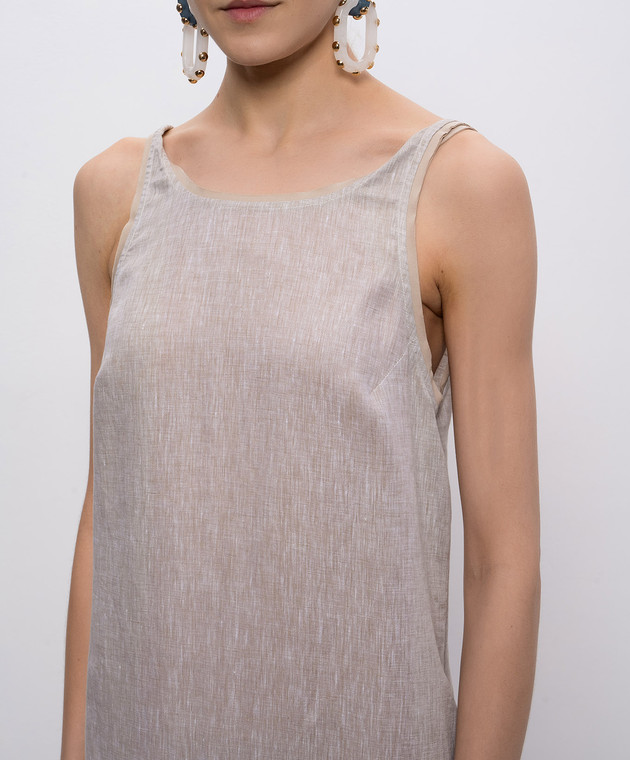 Momoni Бежевое платье Ximena из льна MODR03116MO изображение 4