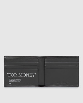 Off-White Серый кожаный портмоне с принтом надписи "For Money" OWMNC22F26LT01
