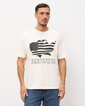 Rhude Футболка кольору айворі з принтом RHSS26TT08012