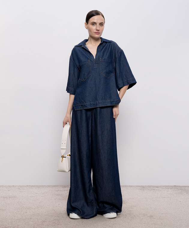 Dondup Синие джинсовые палаццо Maggie с патчем логотипа DP853DF0266DMC4 изображение 2