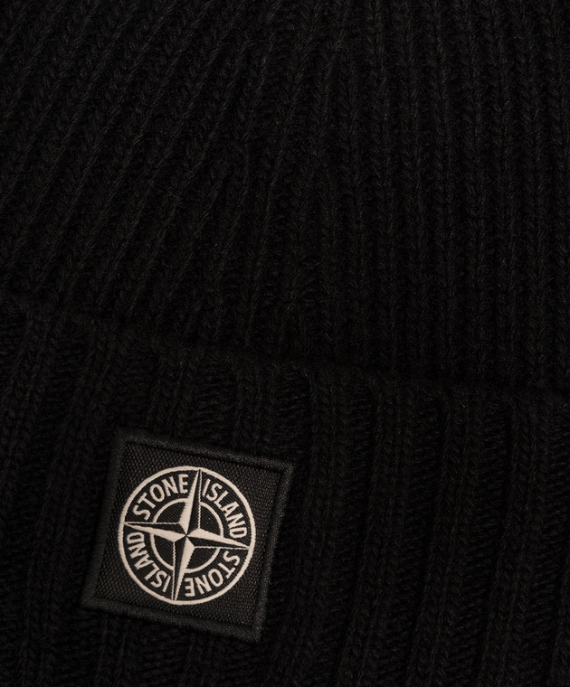 Stone Island Детская черная шапка с шерстью и кашемиром L2S16N100003S00M3 изображение 3