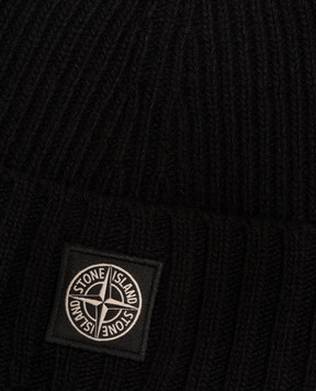 Stone Island Детская черная шапка с шерстью и кашемиром L2S16N100003S00M3