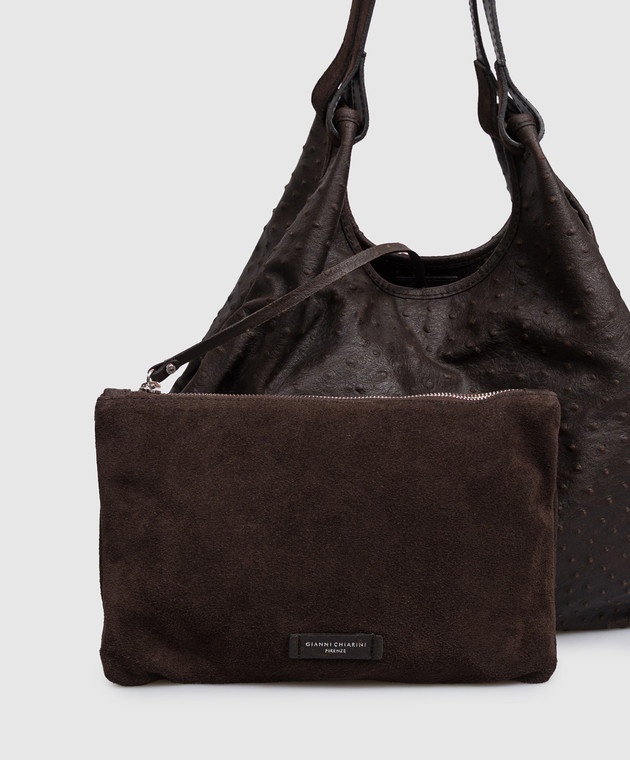 Gianni Chiarini Коричнева шкіряна сумка-тоут Dua BS12670STEMU зображення 4