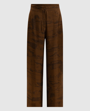 Max Mara Коричневі штани VASAIO із шовку MSTVASAIO