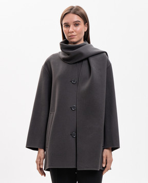 Max Mara Сіре пальто ALICIA з вовни з шарфом SMMALICIA