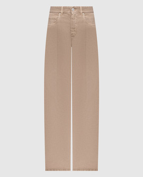 Brunello Cucinelli Бежевые джинсы с логотипом патча M0H81P5568