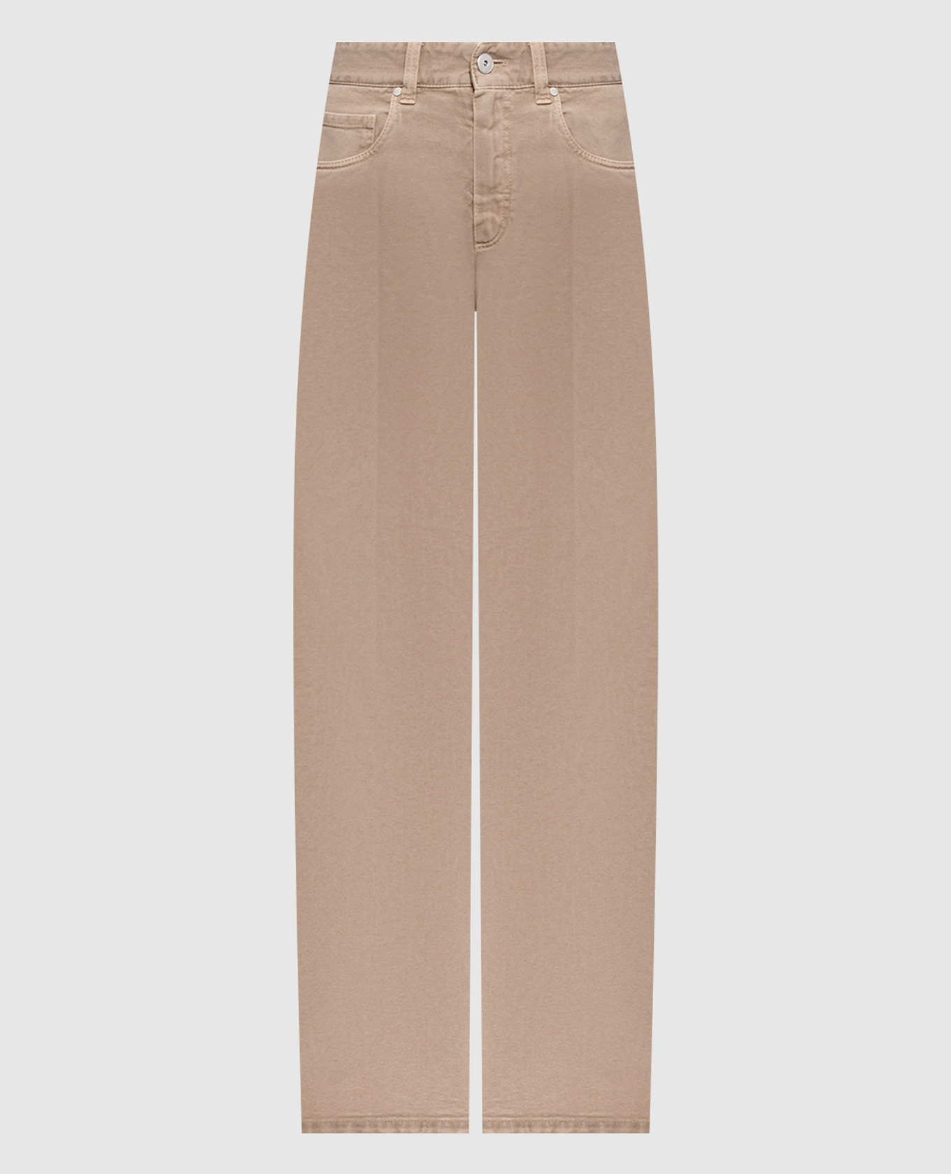 Бежевые джинсы с логотипом патча