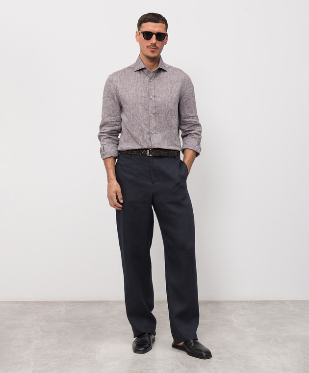 Agnona Темно-сині штани з льону T711U7YU3049 зображення 2