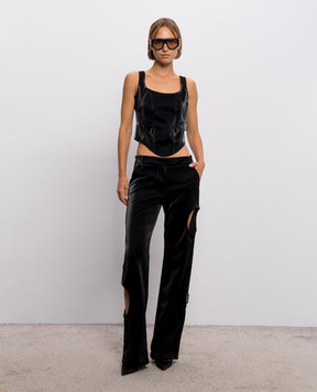 Off-White Черные брюки с фигурными вырезами 2FH00110B