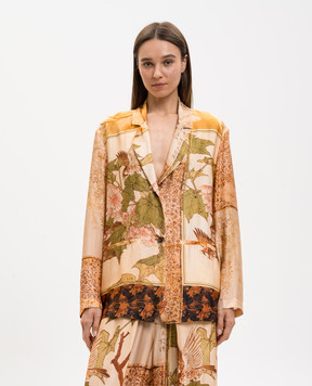 Masnada Бежевый жакет в брендовый принт 8060