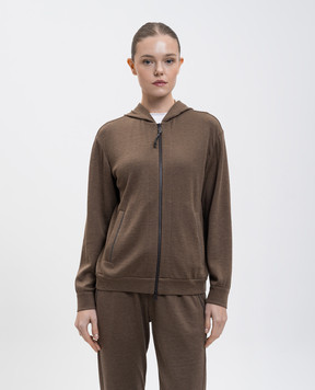 Brunello Cucinelli Коричнева спортивна куртка з шовком MD828SB806