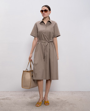 Peserico Коричнева сукня-сорочка з ланцюжком моніль A0253901979