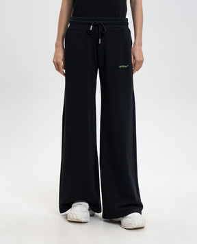 Off-White Черные спортивные штаны Bookish Reg с логотипом 2CH022S26FLE001