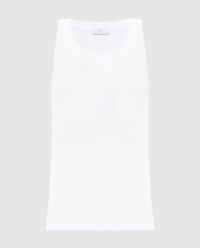 Peserico Білий топ в рубчик з ланцюжком моніль A08623J005669