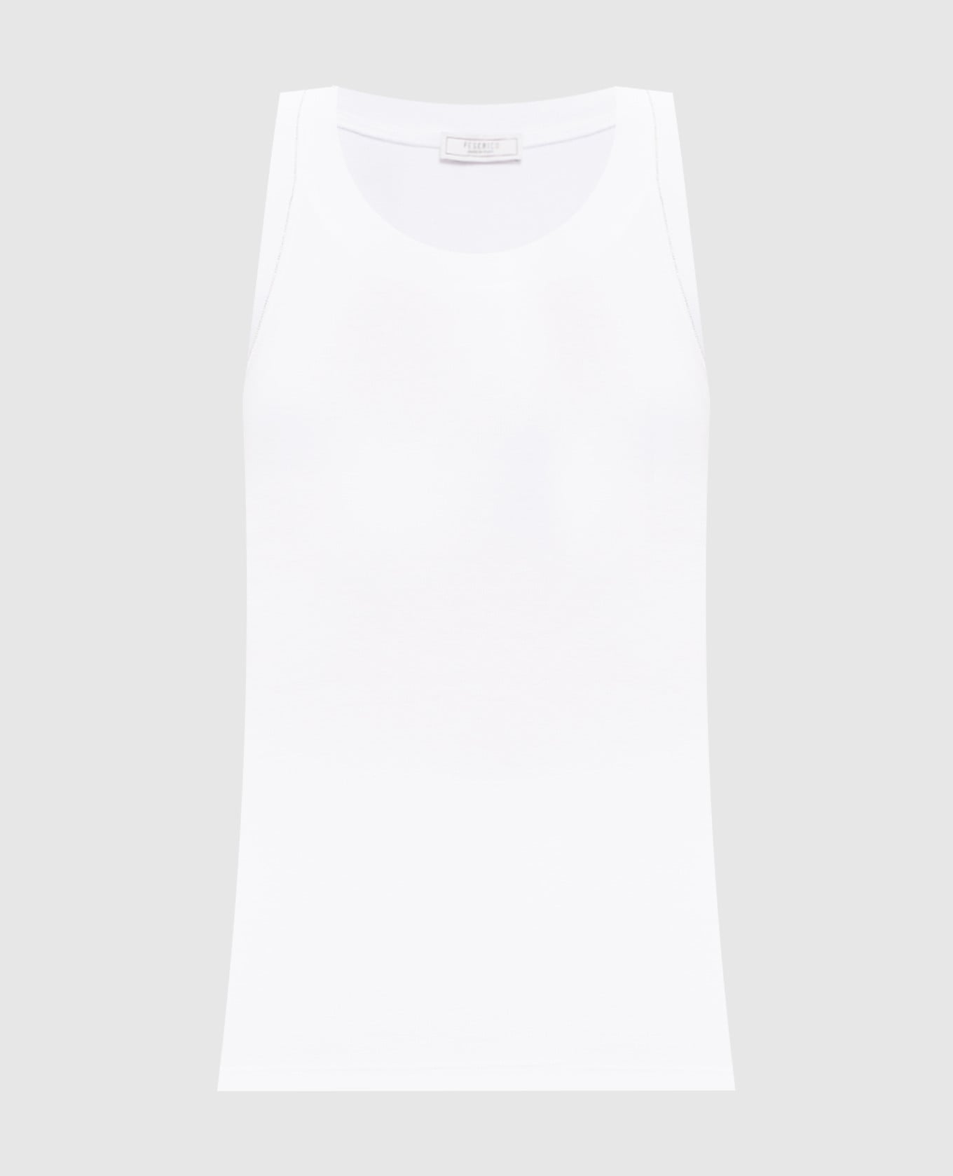 Белый топ в рубчике с цепочкой мониль