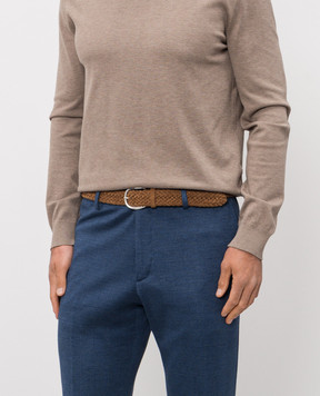 Orciani Коричневий замшевий плетений ремінь з логотипом U08318SUP