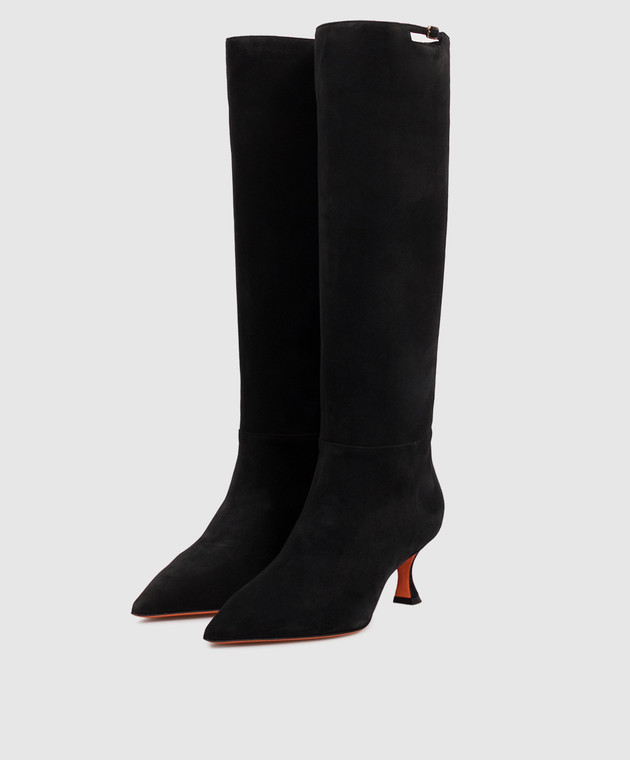 Santoni Черные замшевые сапоги WSIS72427HI2NHZW изображение 2