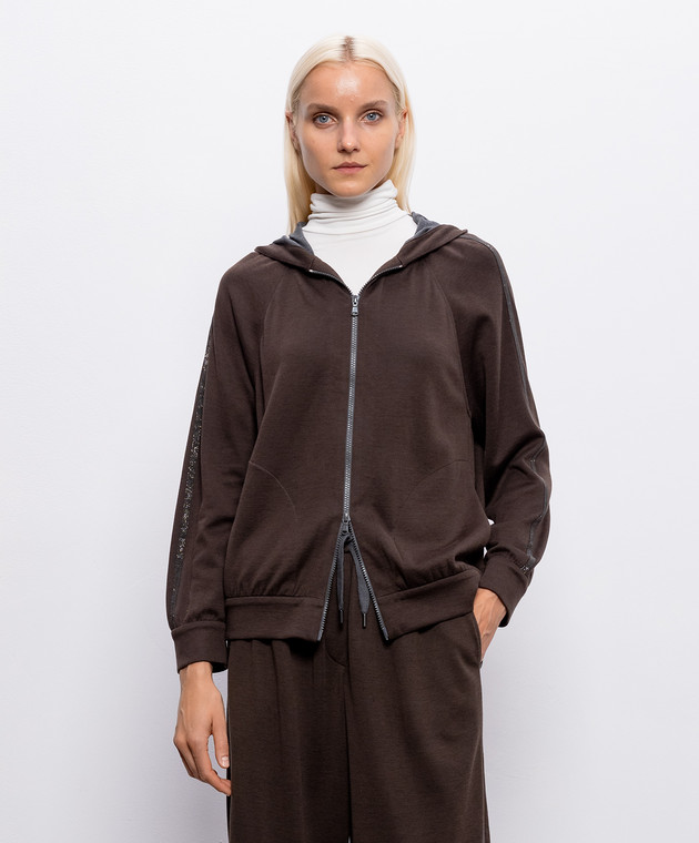 Brunello Cucinelli Коричневая спортивная куртка с цепочкой мониль MP828SM606 изображение 3