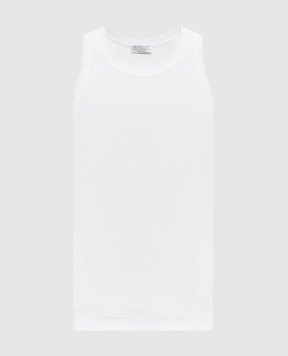 Brunello Cucinelli Білий топ в рубчик з ланцюжком моніль M0TC8FX230
