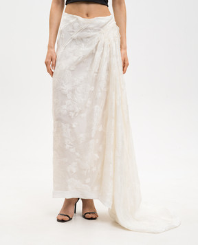 Marc Le Bihan Спідниця з шовком у візерунок кольору айворі 25134