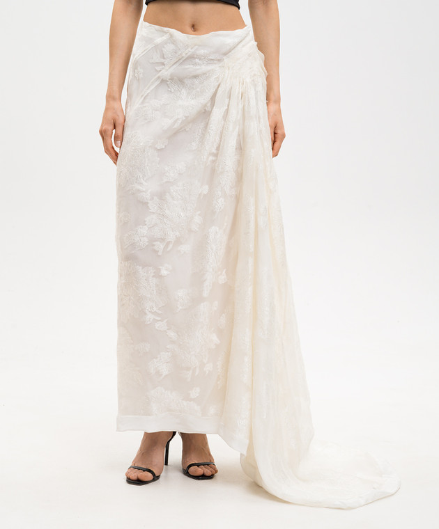 Marc Le Bihan Спідниця з шовком у візерунок кольору айворі 25134 зображення 3
