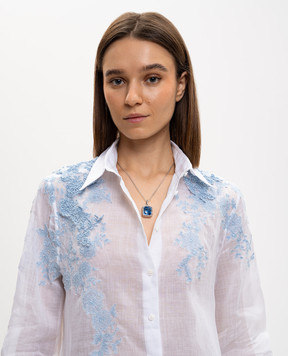 Darkai Сріблястий ланцюжок Aquamarine з підвіскою DICI0061