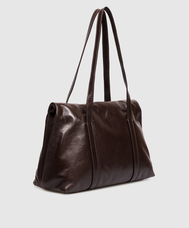 Gianni Chiarini Коричневая кожаная глянцевая сумка-тоут Marghe BS11981RALPHCM изображение 3