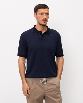 Canali Синее поло с леном и шелком MK02462C1179