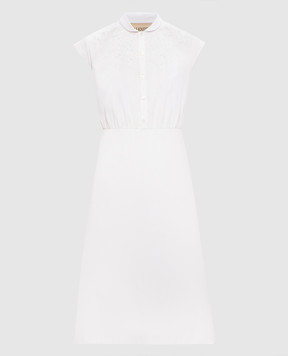 Valentino Біла сукня міді з вишивкою рішельє 8B3VAJR59VN