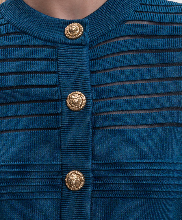 Balmain Синій укорочений кардиган HF1KL878KK10 зображення 5