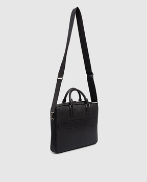 Serapian Черный кожаный портфель с тиснением монограммы SRSTSMLL739937ACG2