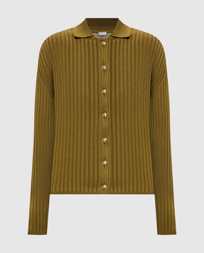 Balmain Кардиган цвета хаки в рубчик SH0000000014