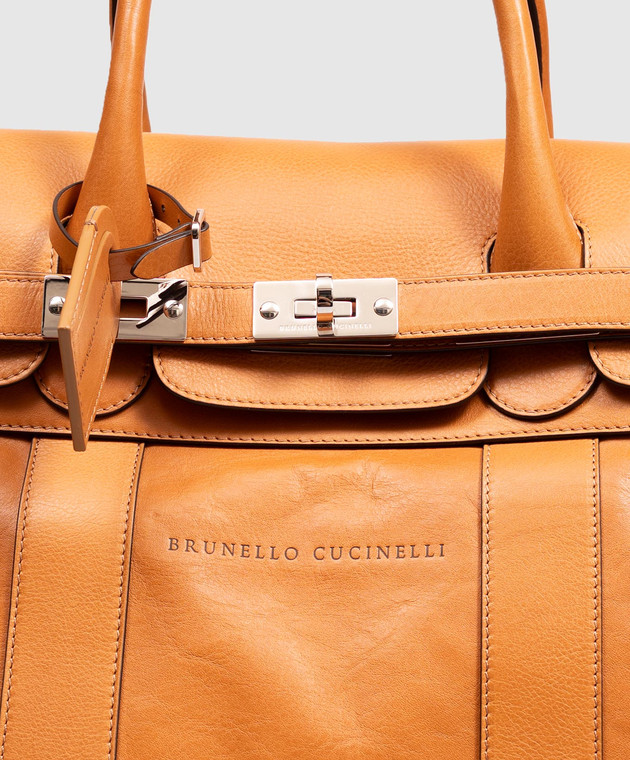 Brunello Cucinelli Коричневая кожаная дорожная сумка Country MBTGBU071 изображение 4