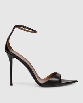 Giuseppe Zanotti Чорні шкіряні босоніжки Intrigo I400005