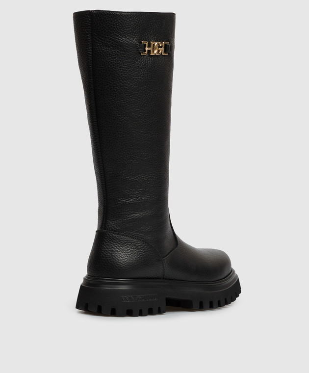 Dolce&Gabbana Дитячі чорні шкіряні чоботи на хутрі D11435A07223136 зображення 3
