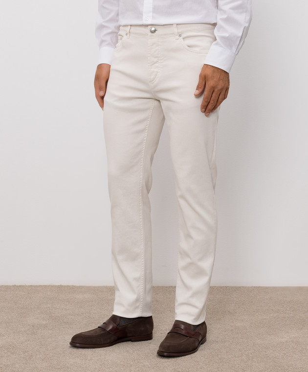 Brunello Cucinelli Джинсы цвета айвори с логотипом патча M277PD3210 изображение 3