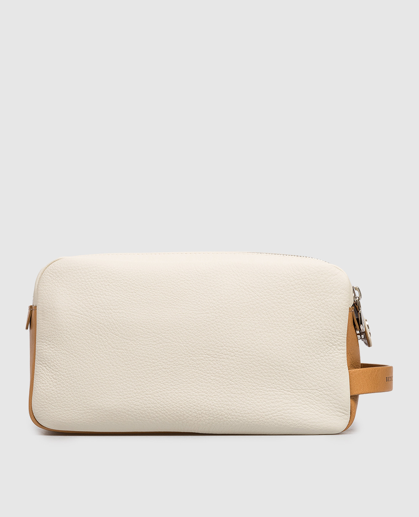 

Бежевый кожаный несесер с принтом логотипа, Несессеры