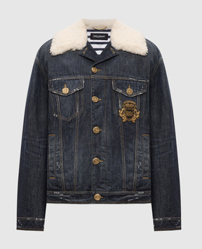 Dolce&Gabbana Синя утеплена джинсова куртка з хутром G9CICZG8PO3