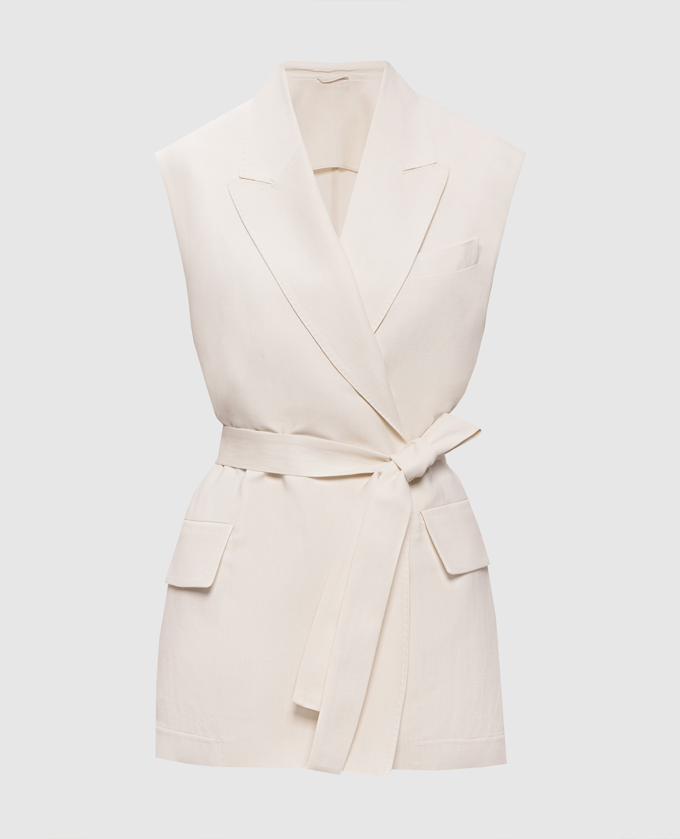 Жилет цвета айвори на запах с льном