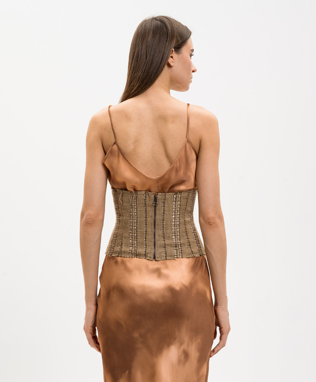 Masnada Коричневий корсет з льону у візерунок 8014 зображення 4